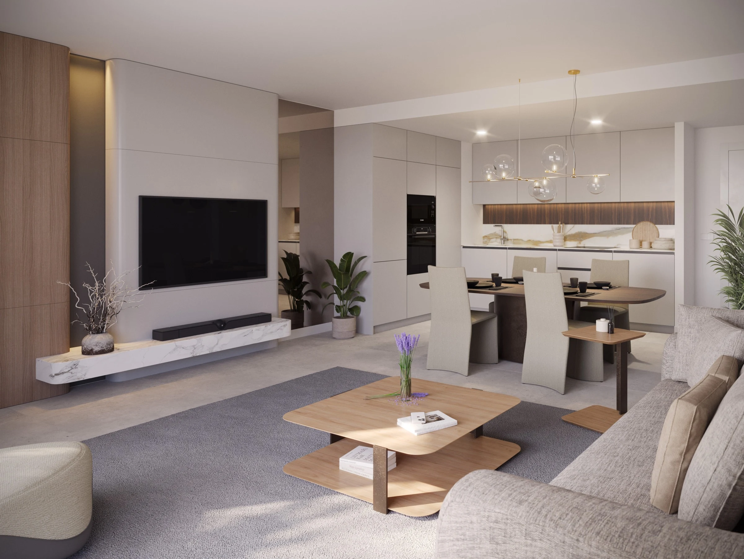 Illustrative open-plan living room at a Marbella apartment