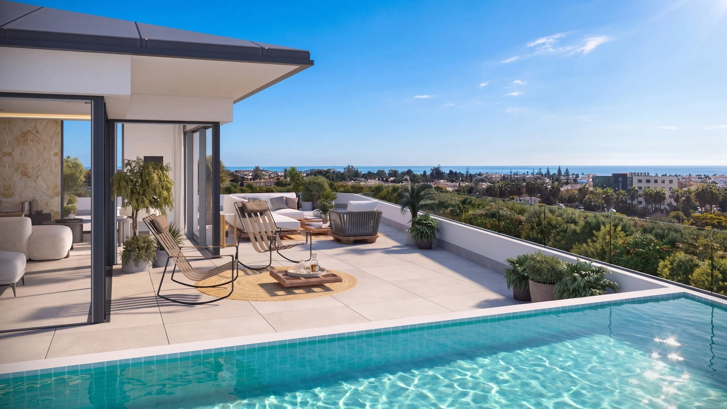 Illustrative private pool terrace at a Marbella residence