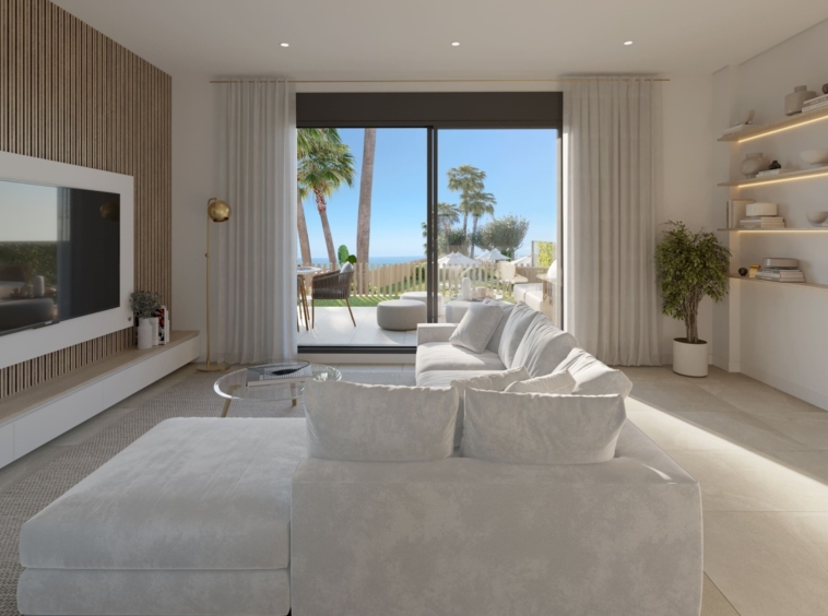 Illustration of a living room with access to outdoor space