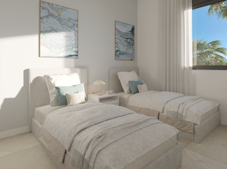 Illustration of a twin bedroom