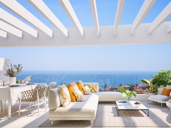 Illustrative penthouse terrace within a residential development in La Cala de Mijas