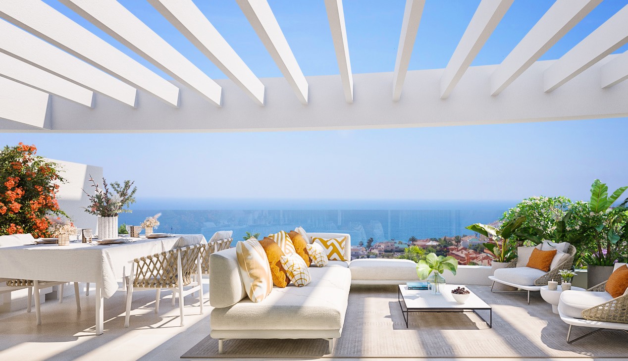 Illustrative penthouse terrace within a residential development in La Cala de Mijas