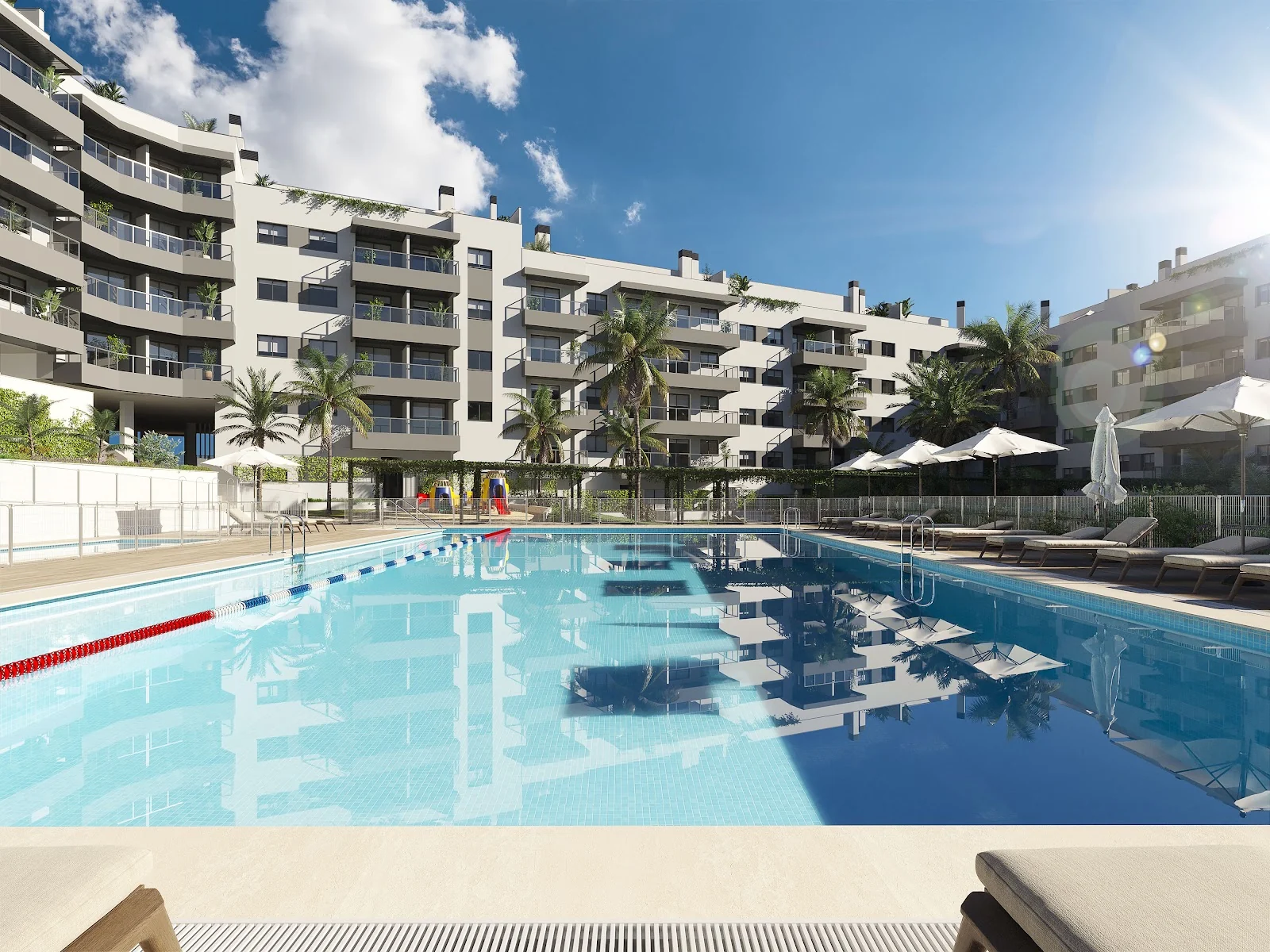 Communal swimming pool in Las Lagunas — illustration