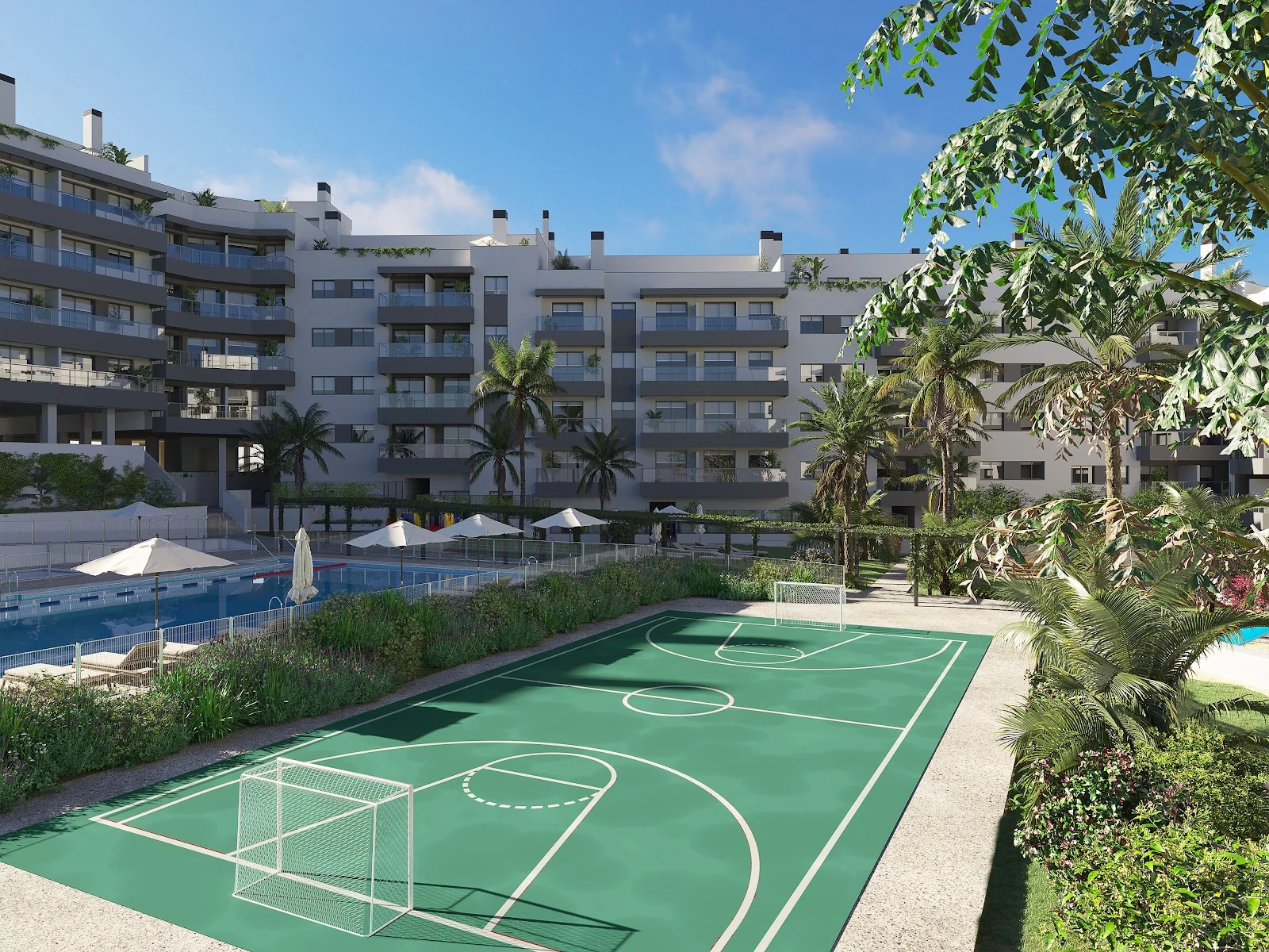 Communal sports court — illustration