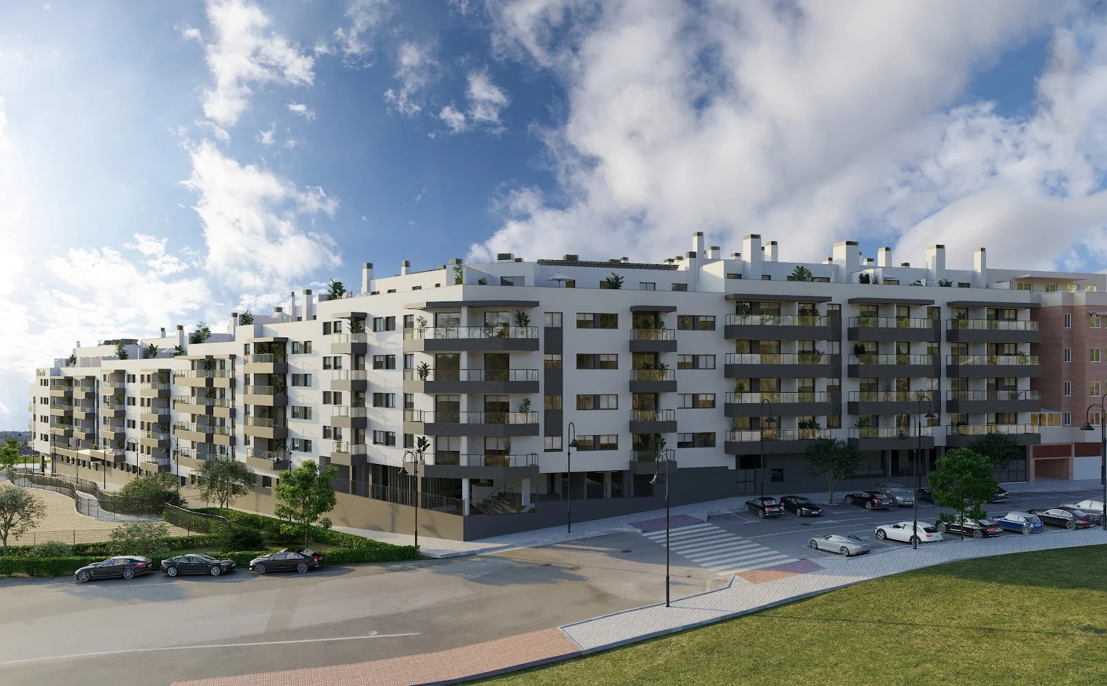 Contemporary apartment buildings in Las Lagunas — illustration