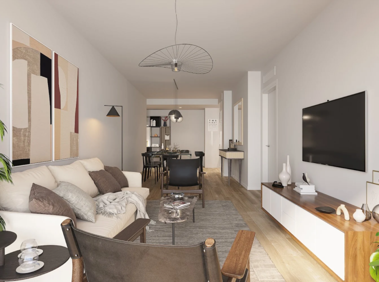 Illustrative open-plan lounge and kitchen