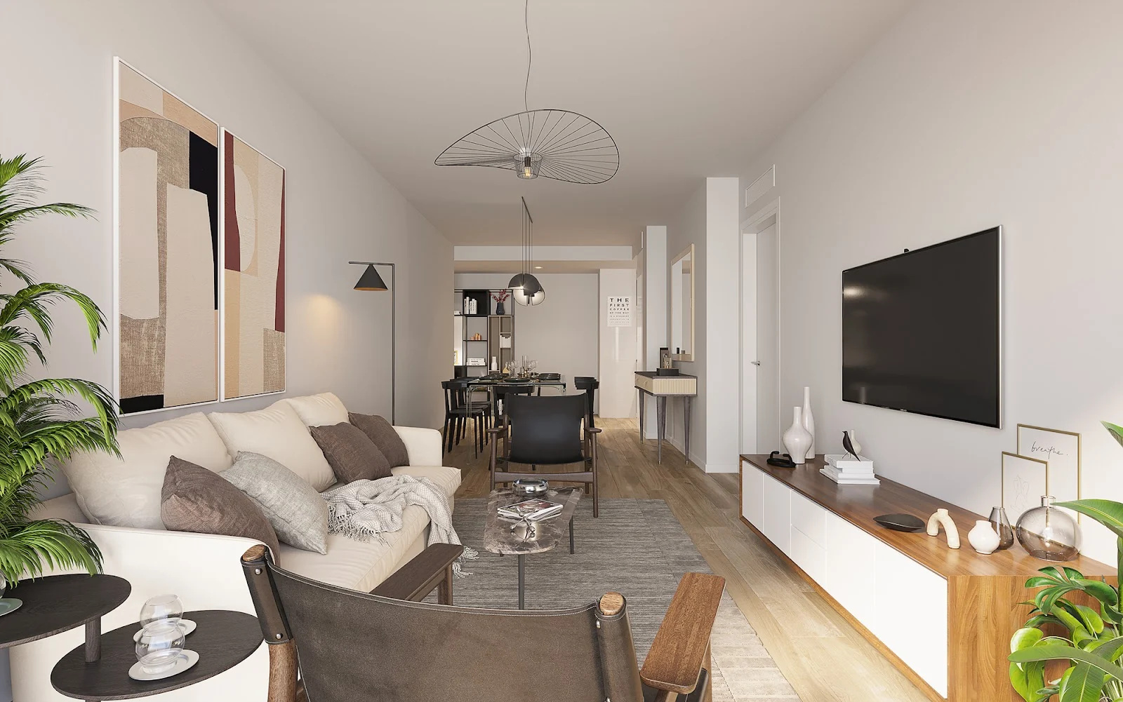 Illustrative open-plan lounge and kitchen