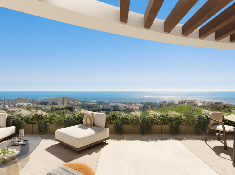 Representative covered terrace overlooking the coast