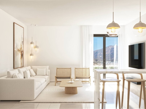 Illustrative open living and dining room