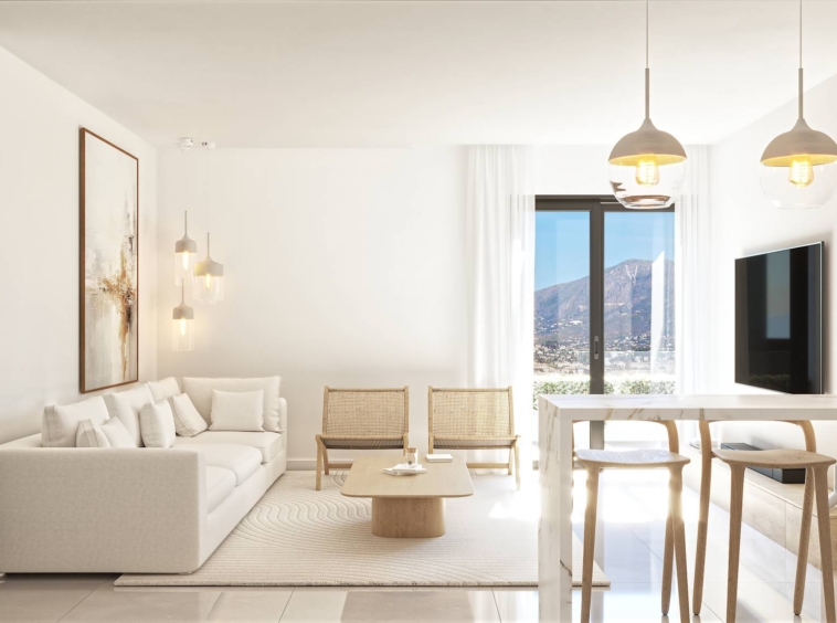 Illustrative open living and dining room