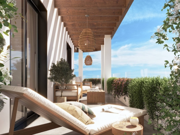 Illustrative penthouse terrace with outdoor seating