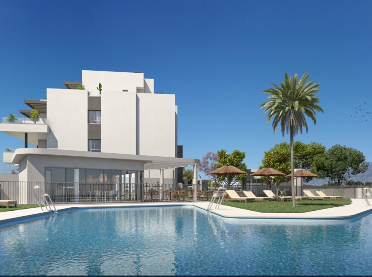 Illustration of a communal swimming pool in Mijas Costa