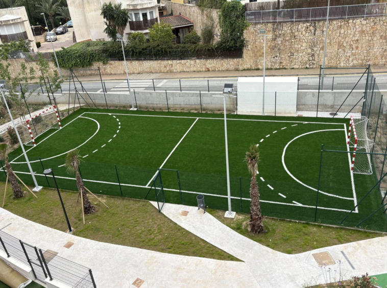 Communal football pitch