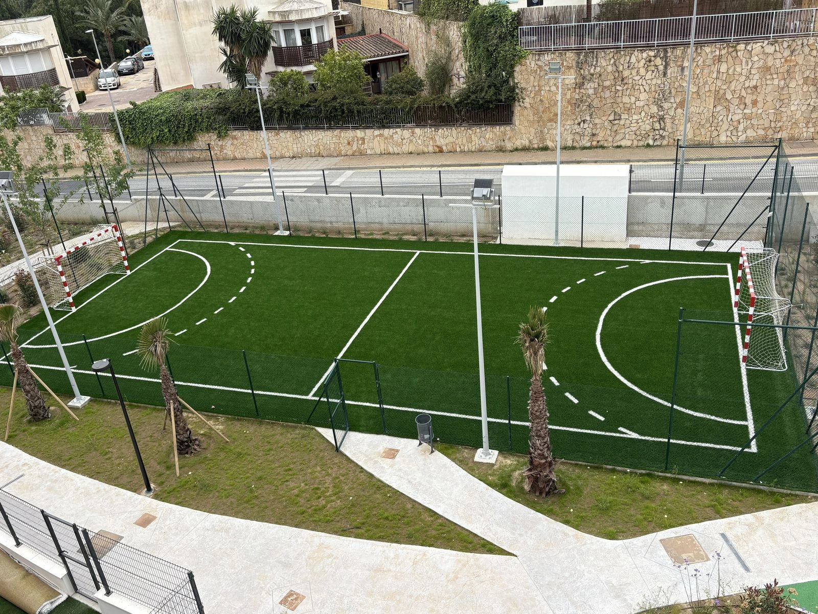 Communal football pitch