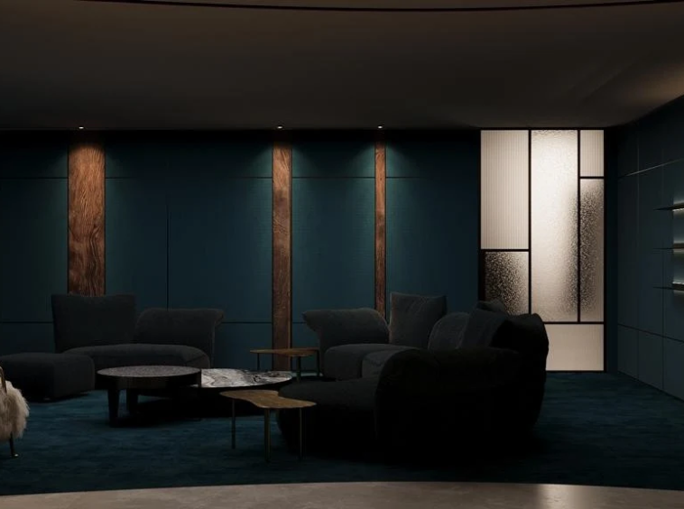 Architectural visualisation of a proposed cinema room