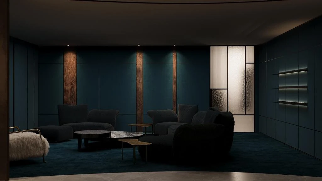Architectural visualisation of a proposed cinema room