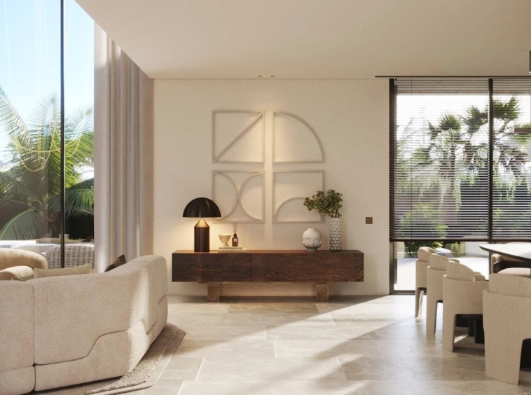 Architectural visualisation of a proposed light-filled living area