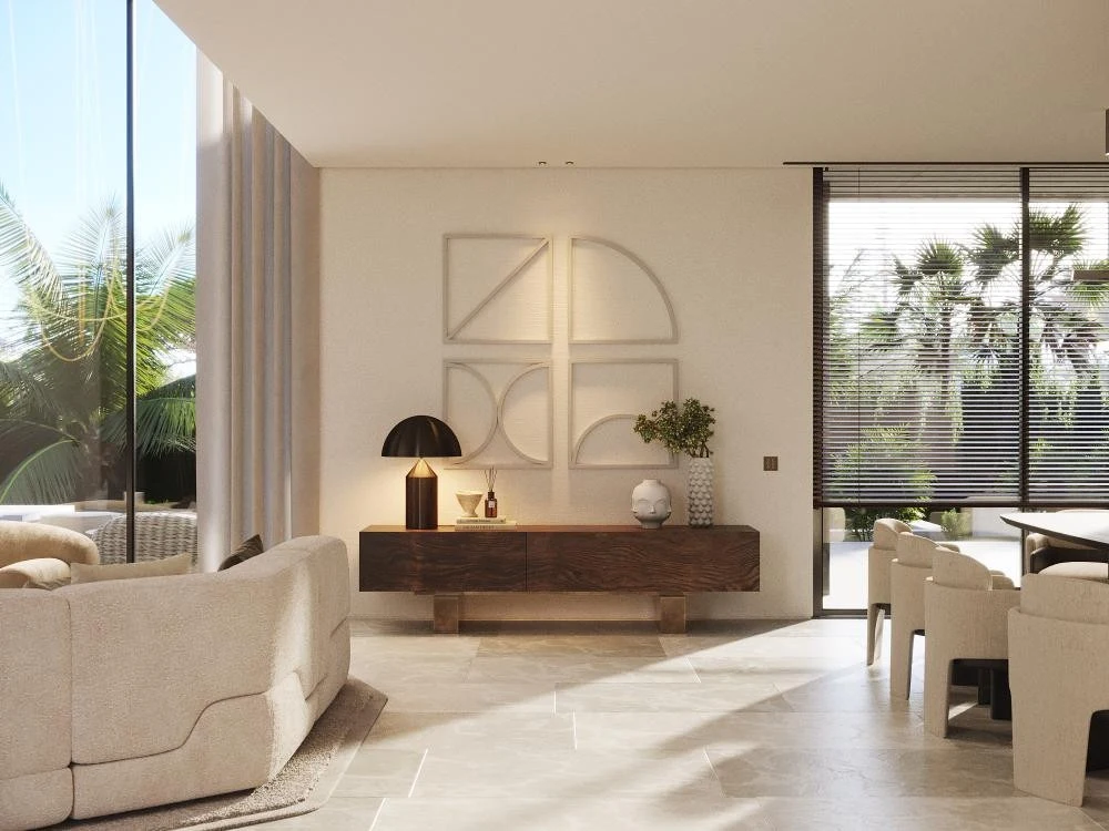 Architectural visualisation of a proposed light-filled living area