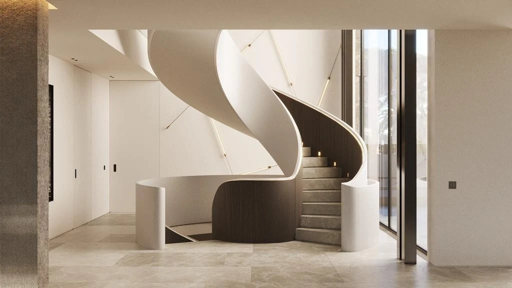 Architectural visualisation of the proposed sculptural staircase