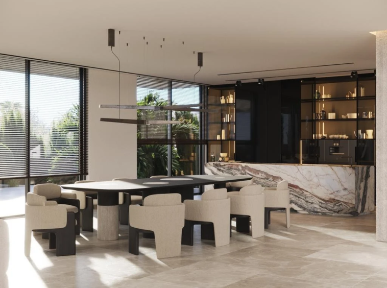 Architectural visualisation of the proposed dining room and kitchen