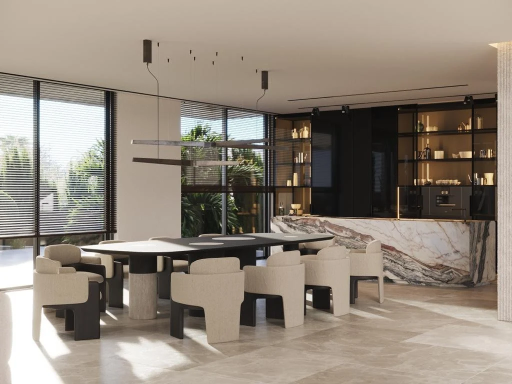 Architectural visualisation of the proposed dining room and kitchen