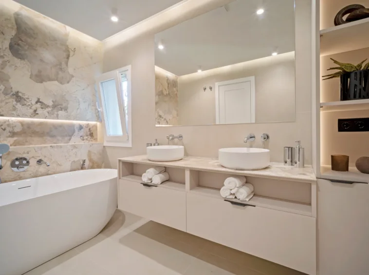 Bathroom with a freestanding bath