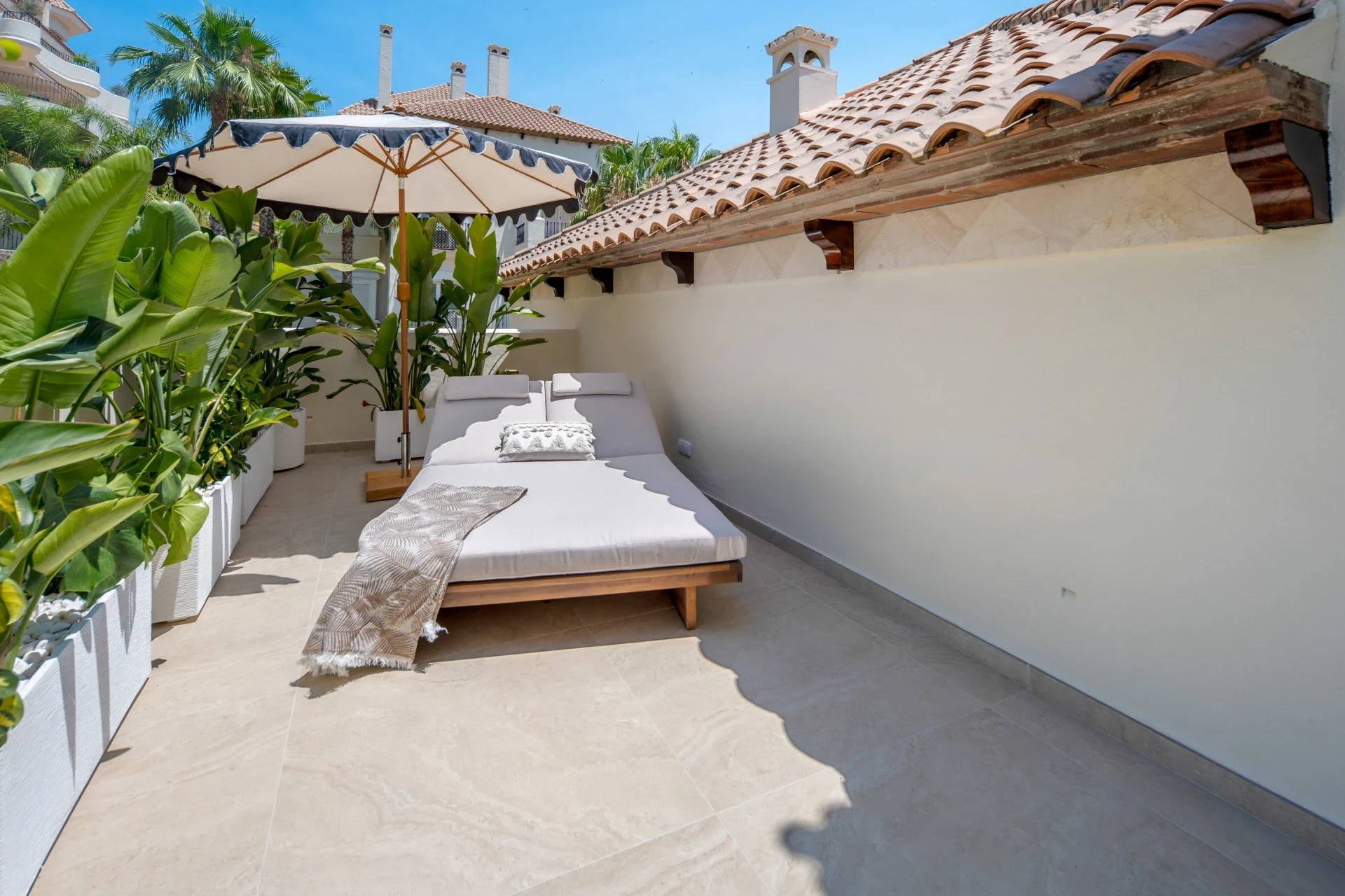 Sun terrace with loungers