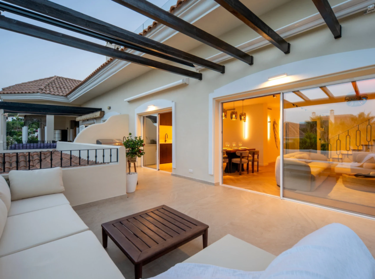 Penthouse terrace at dusk
