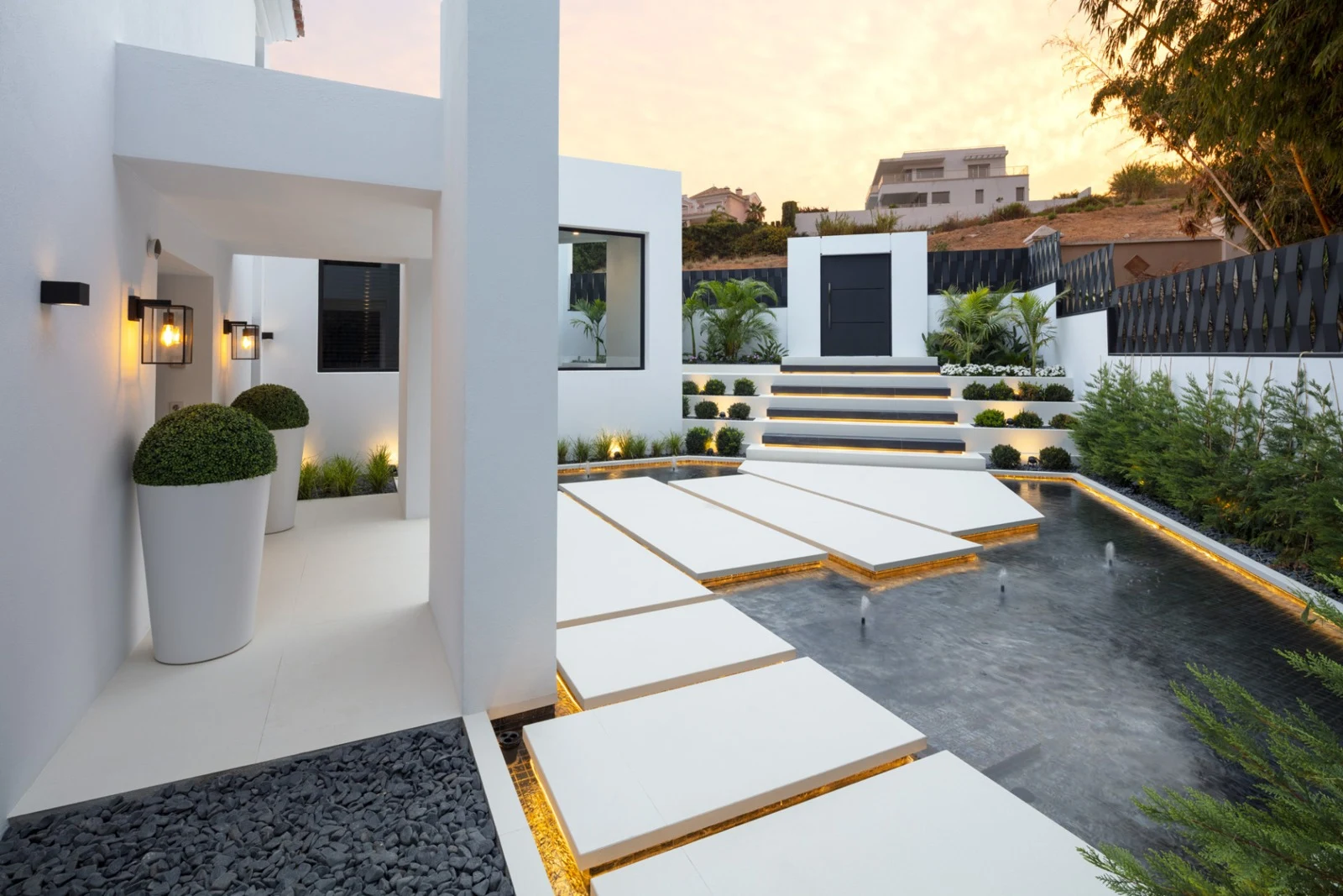 Entrance courtyard beside the contemporary villa