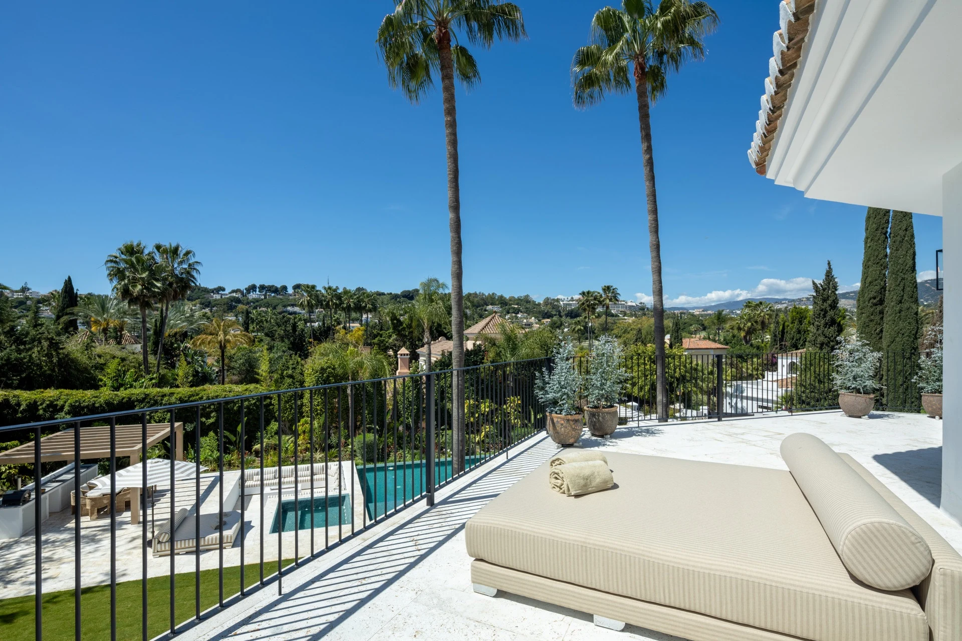 Upper terrace with views across the surrounding Golf Valley
