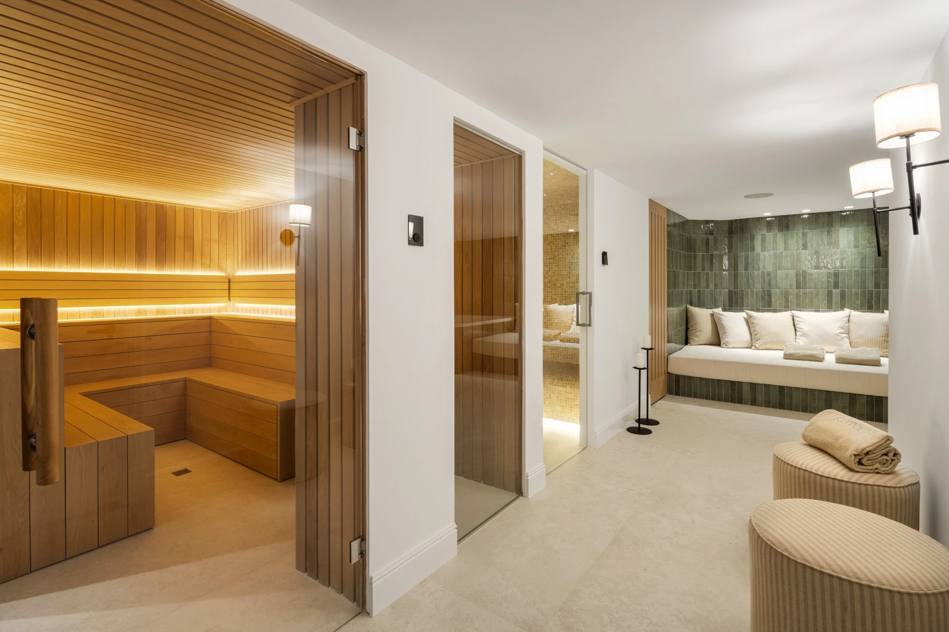 Sauna beside the private wellness lounge