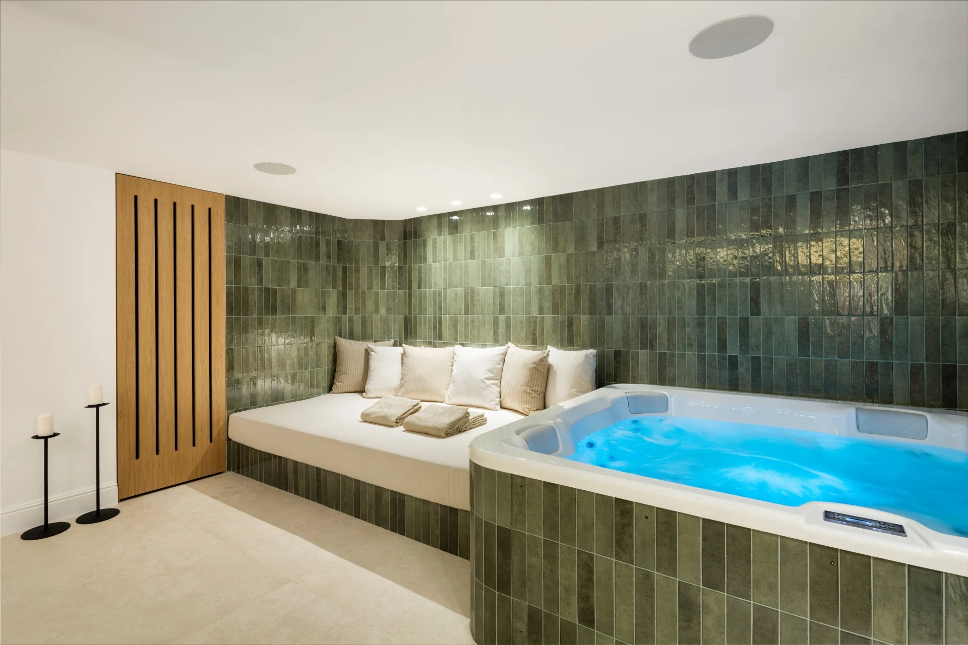 Wellness room with an indoor spa pool