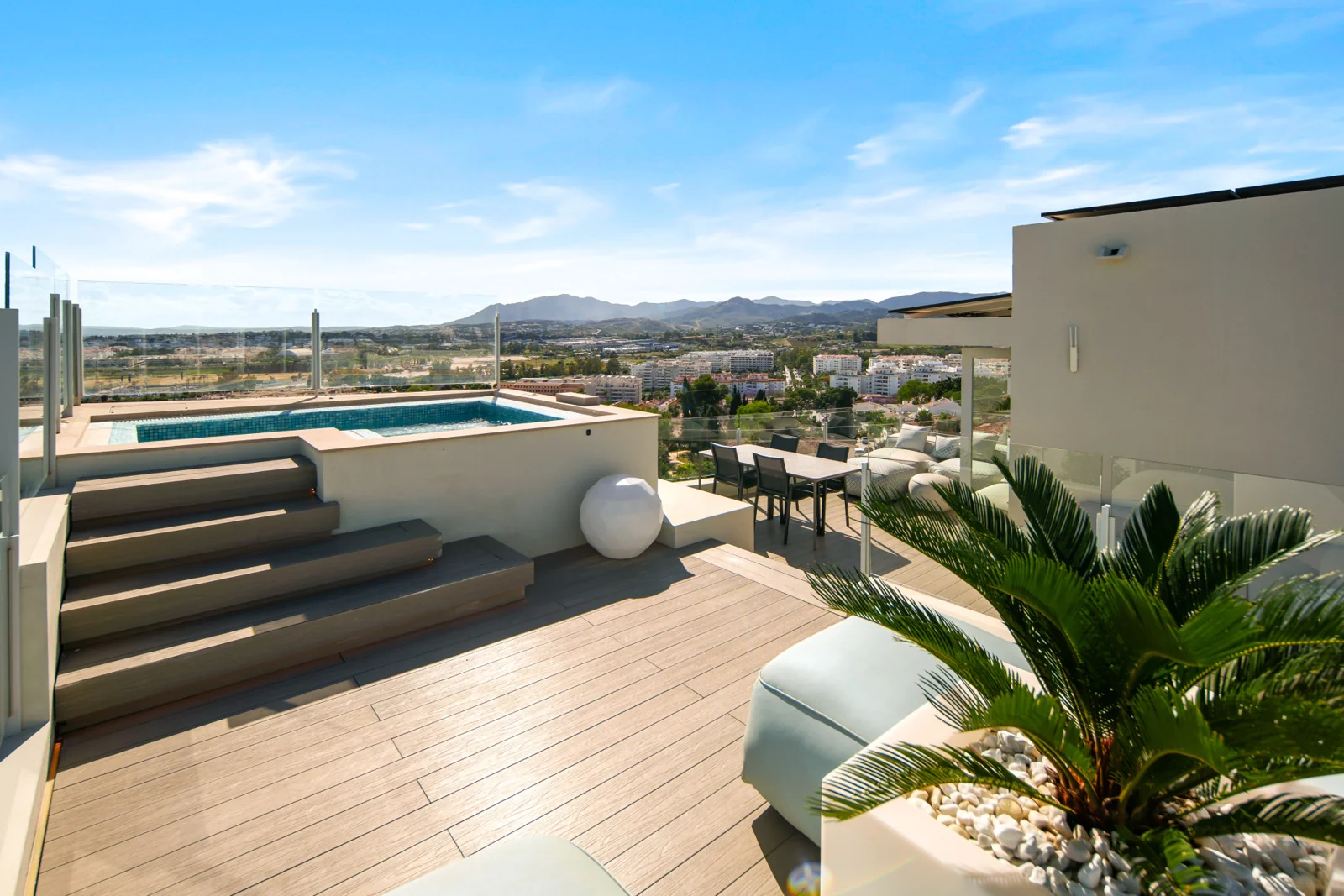 Rooftop terrace with open coastal views