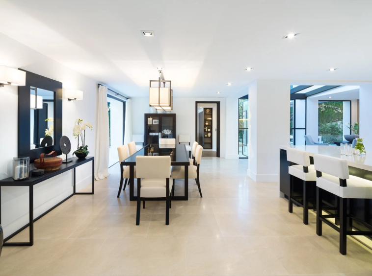 Open living and dining area