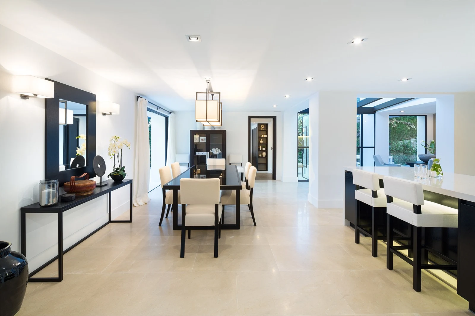 Open living and dining area
