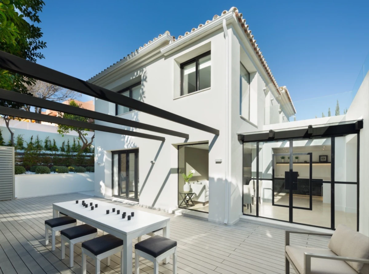 Outdoor dining terrace beside the villa