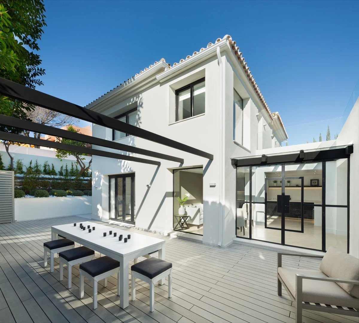 Outdoor dining terrace beside the villa