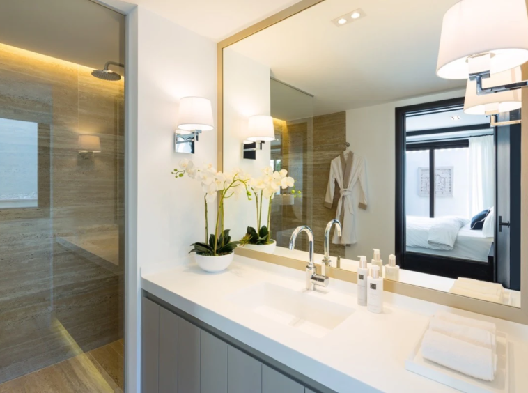 Modern bathroom with double vanity