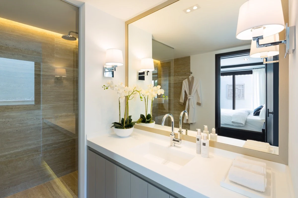 Modern bathroom with double vanity