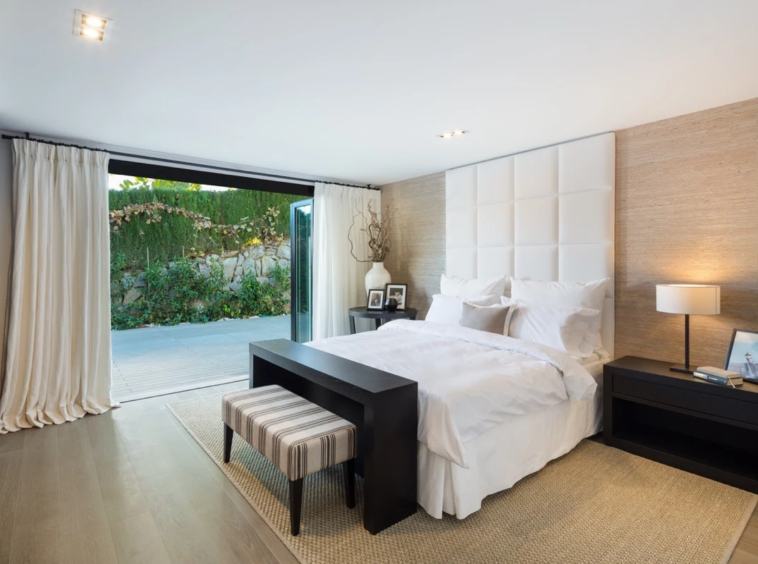 Bedroom with garden views