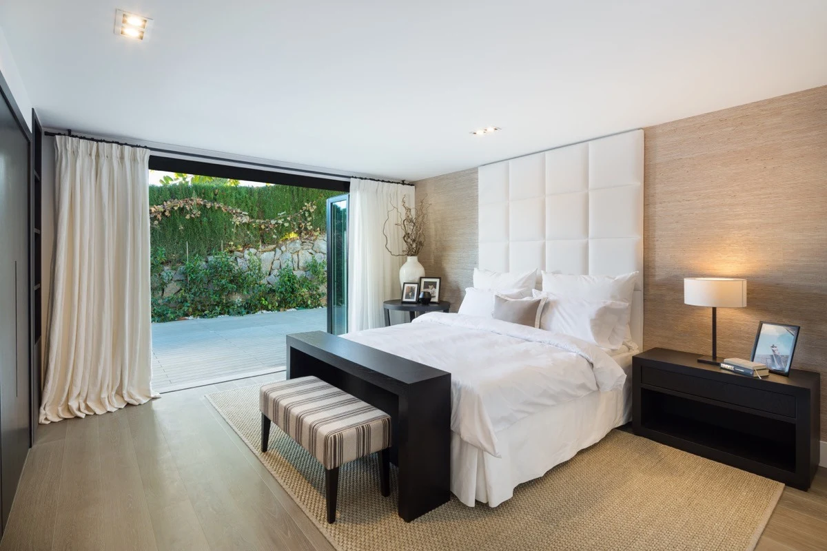 Bedroom with garden views