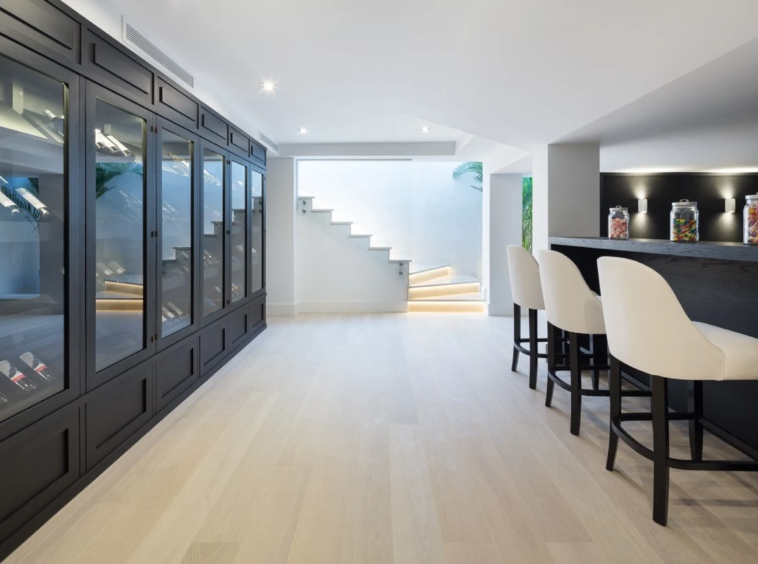 Games room and bar with wine storage