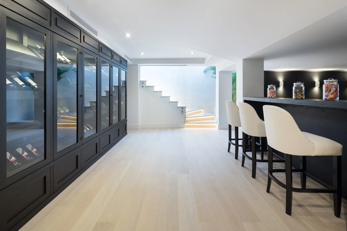 Games room and bar with wine storage