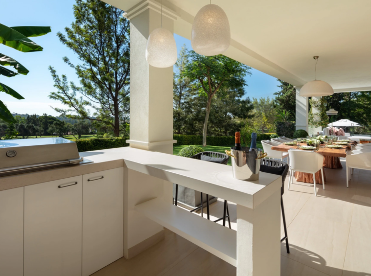 Outdoor kitchen and barbecue on the covered terrace