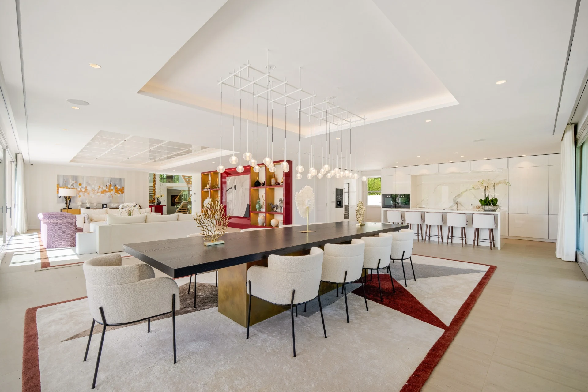 Open plan dining area and living room