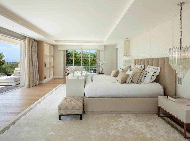 Principal bedroom with terrace access and garden outlook