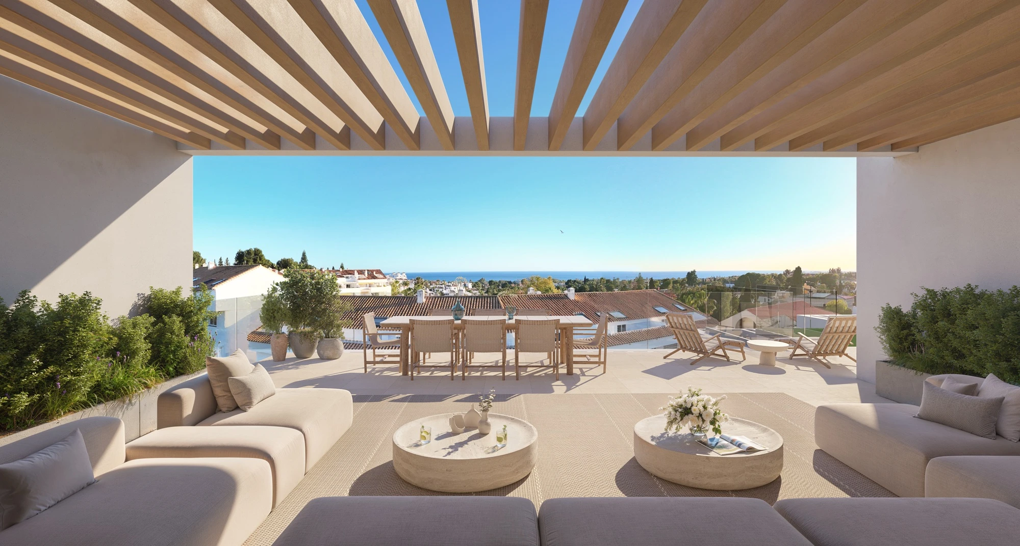 Illustrative covered penthouse terrace