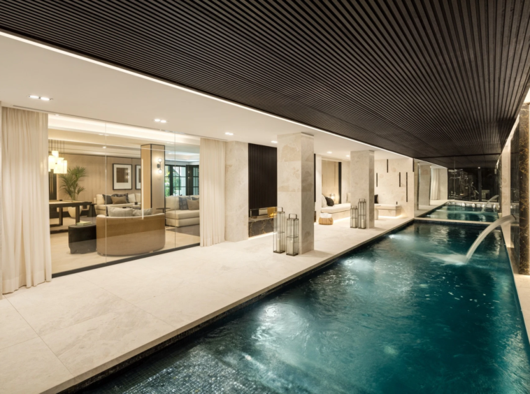 Indoor swimming pool with adjoining relaxation area