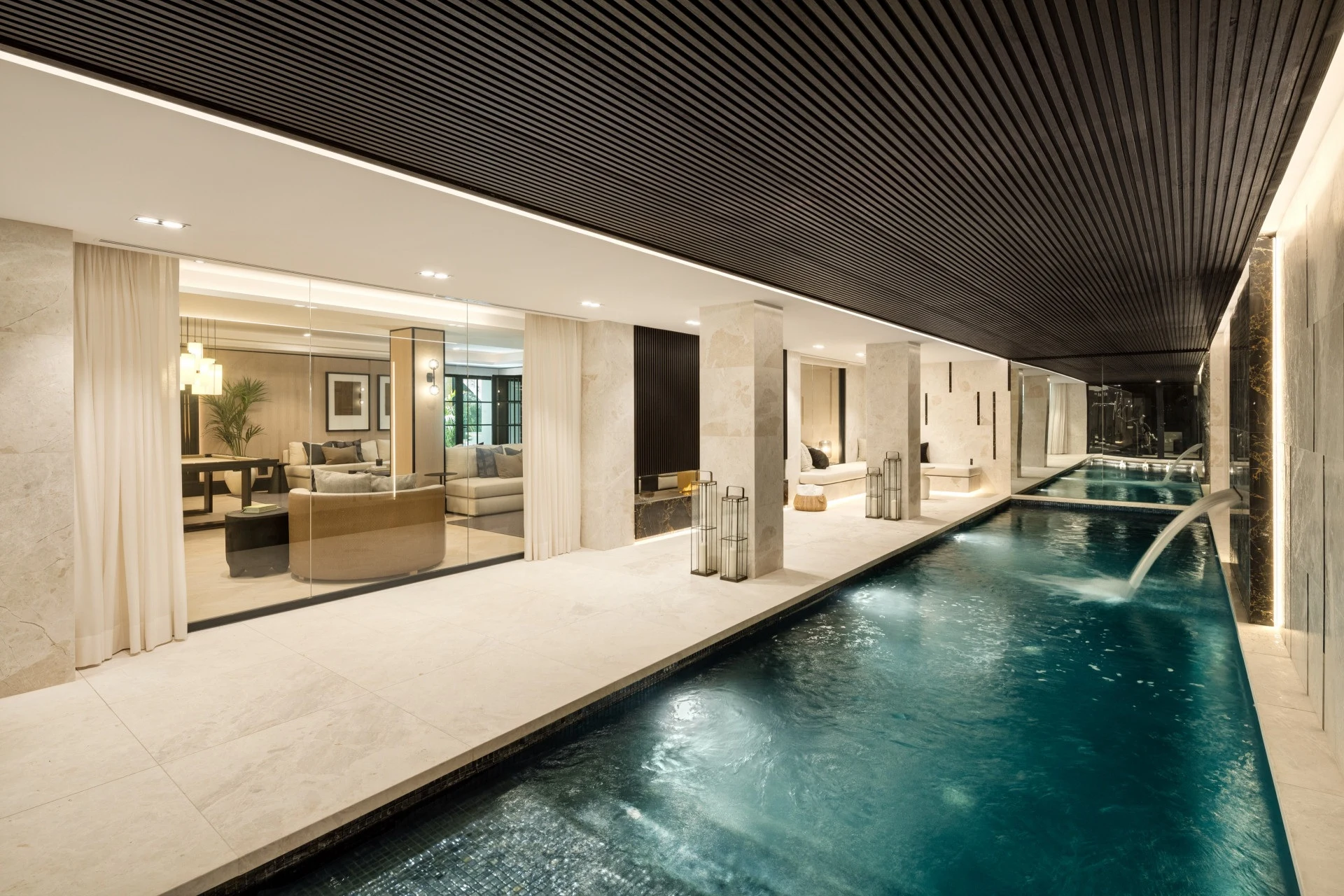 Indoor swimming pool with adjoining relaxation area