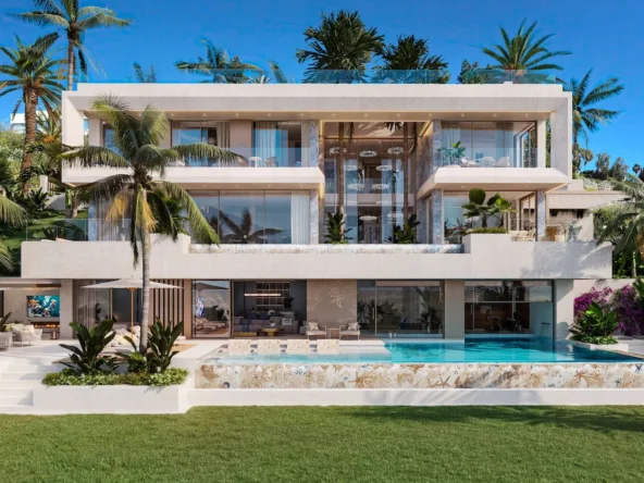 Illustrative villa exterior with private pool and garden in Nueva Andalucia